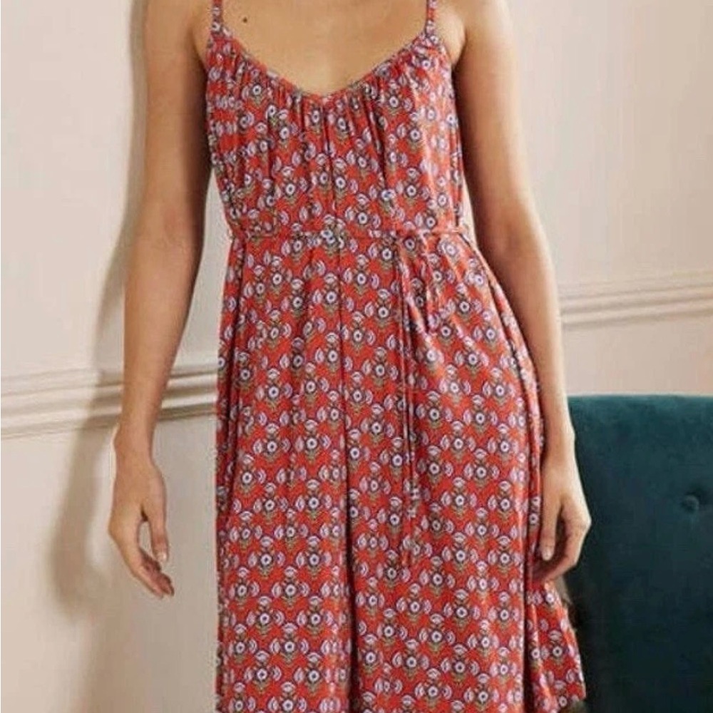 Boden Red Floral Midi Dress